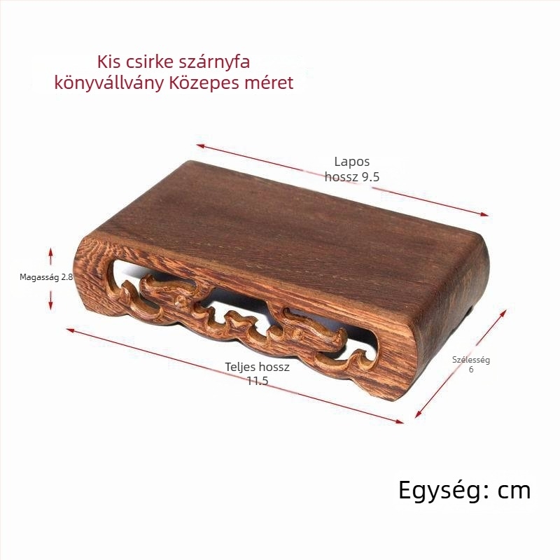 Fából készült Buddha szobor téglalap alakú alapzattal és kő talppal; bonsaihoz vagy vázához dekorációként