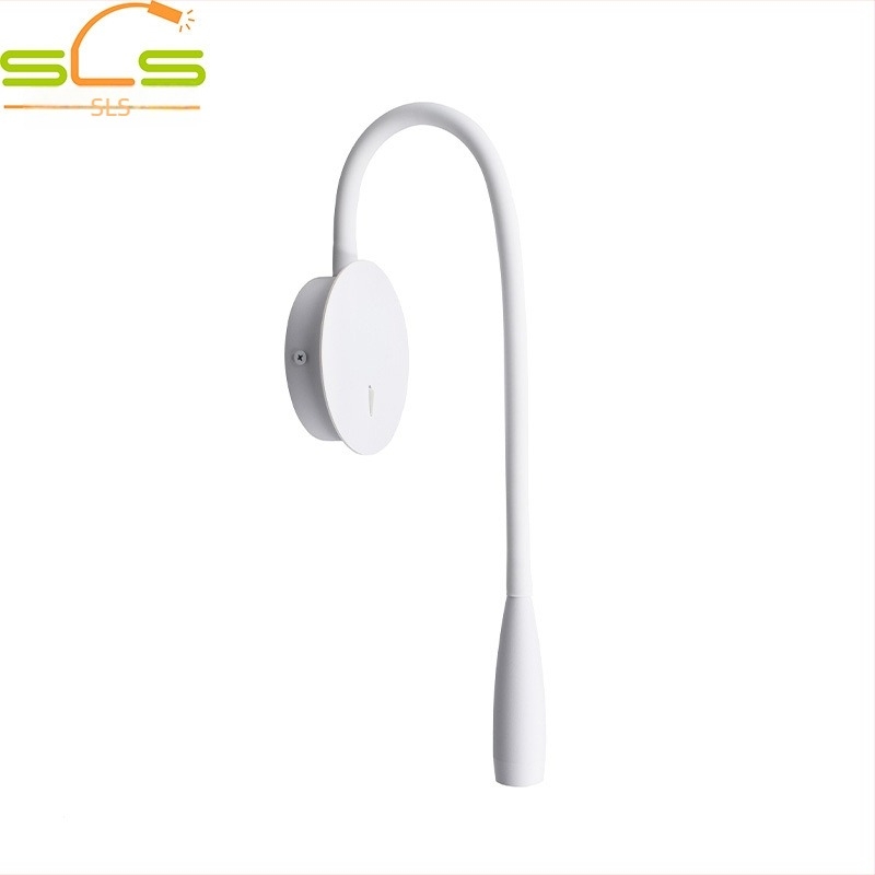 LED fali lámpa gooseneck karral a olvasáshoz, alumínium test, fúrás nélküli telepítés, modern dizájn