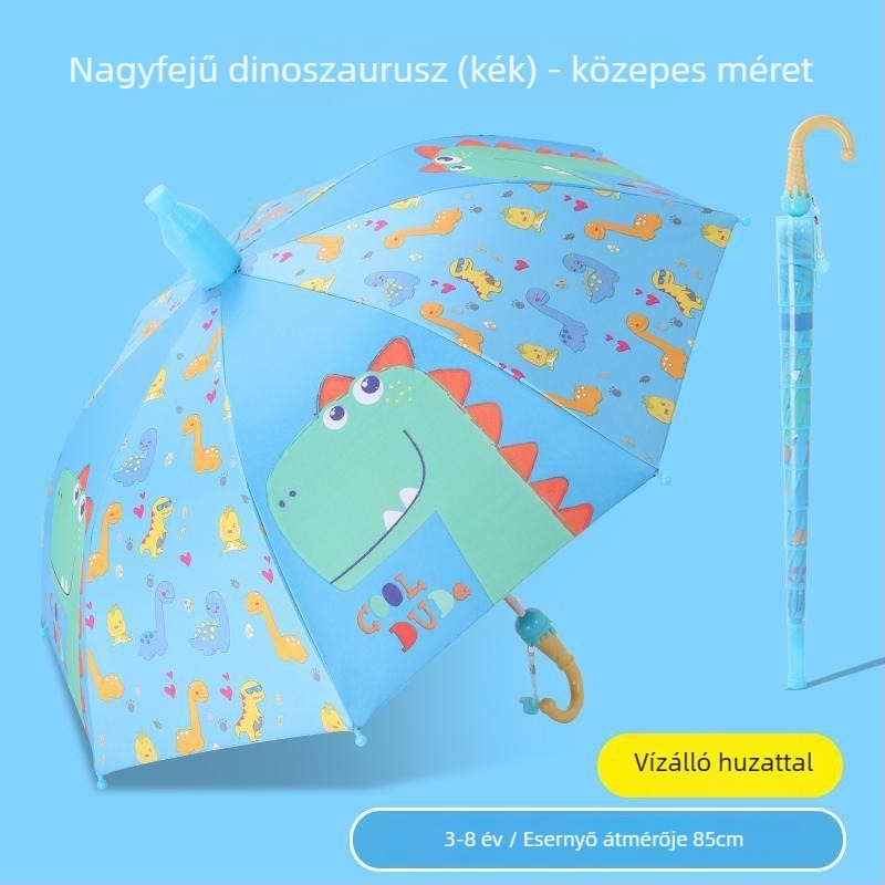 Gyerekeknek szánt hosszú nyelű esernyő vízálló borítással, UPF 50+, óvodába és iskolába