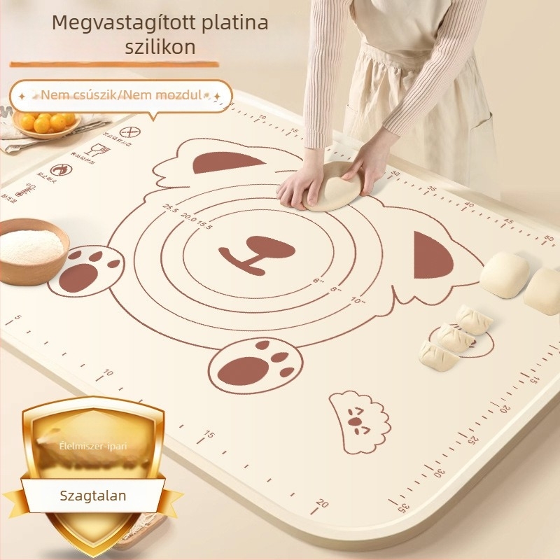 Antibakteriális szilikon gyúrás- és nyújtó mat, élelmiszer-minőségű, nagy méretű konyhai sütőmatrac