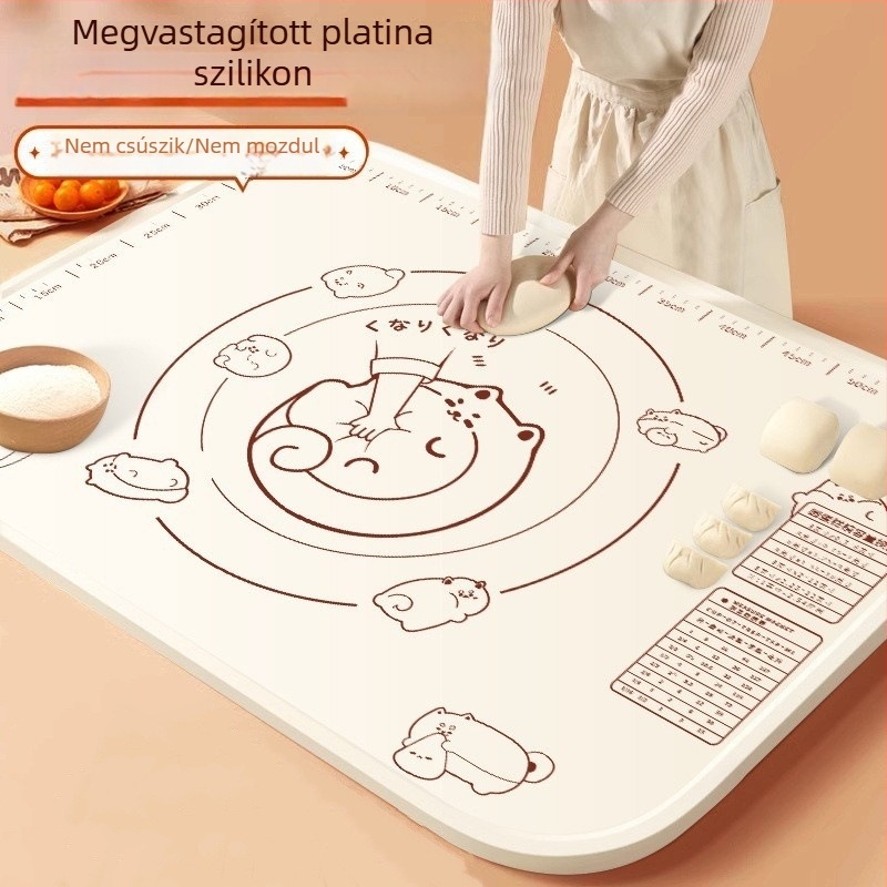Antibakteriális szilikon gyúrás- és nyújtó mat, élelmiszer-minőségű, nagy méretű konyhai sütőmatrac