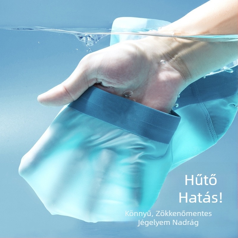 Férfi seamless boxer brief ice-silk anyagból, könnyű, lélegző nyárra, középmagas derékú, plusz méret.