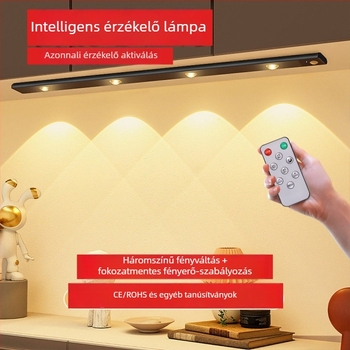 LED intelligens mozgásérzékelős világítás borospincehez és gardróbhoz, hangulatvilágítás, újratölthető szekrényvilágító szalag