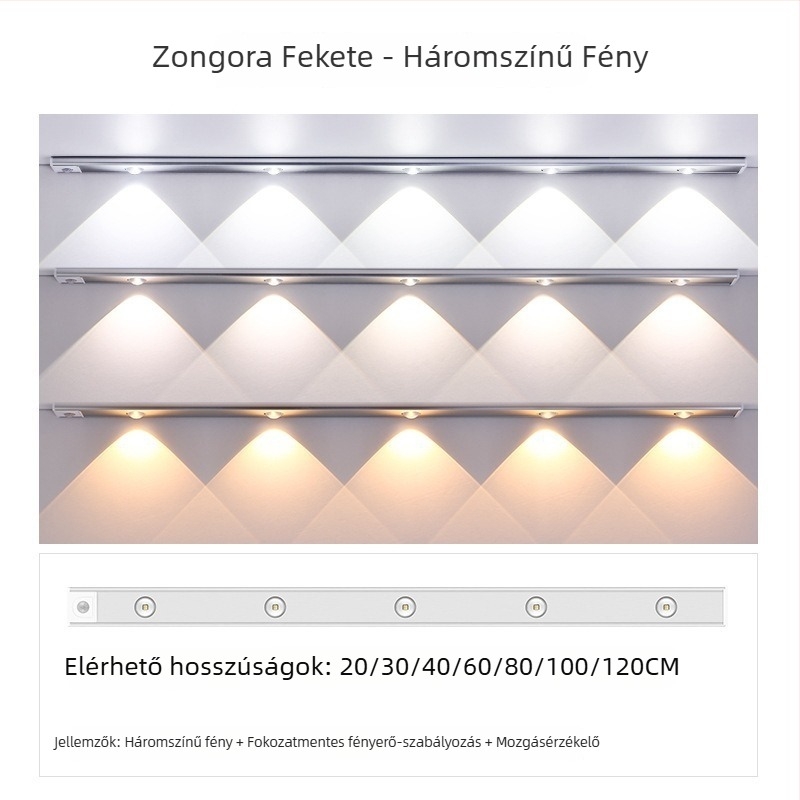 LED intelligens mozgásérzékelős világítás borospincehez és gardróbhoz, hangulatvilágítás, újratölthető szekrényvilágító szalag