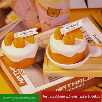 Narancs illatú torta alakú aromaterápiás gyertya, hálószobai dekoráció, ajándék
