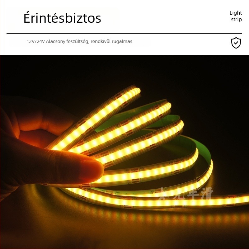 RGB COB LED-szalag, 576 LED-del, 12V/24V, távirányító, színváltó hangulatvilágítás bárhoz