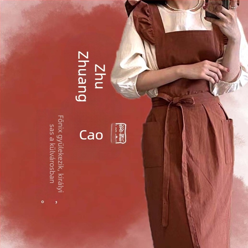 Koreai stílusú mindennapi pamut konyhai kötény, ujjatlan, foltálló, egyszínű, modern minimalist dizájn.