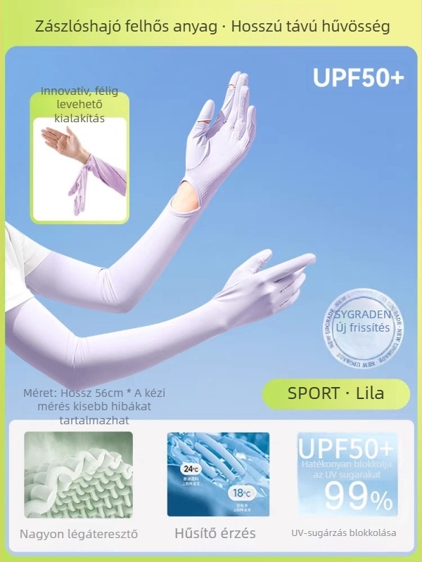 Női hosszú nyári napvédő kesztyűk ice silk anyagból, csúszásmentes érintőképernyővel, kültéri kerékpározáshoz