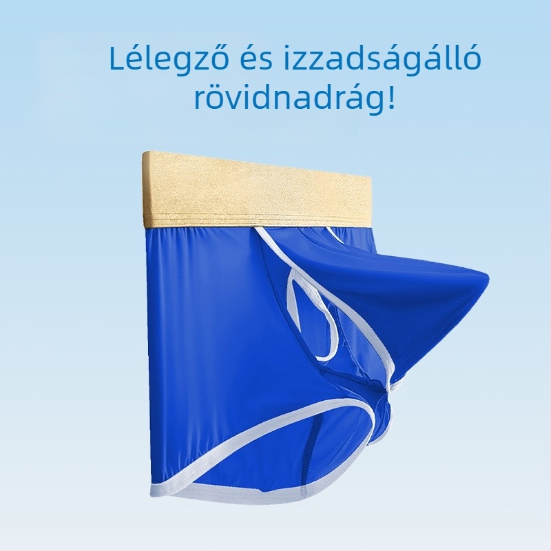 Férfi Ice Silk boxeralsó, középmagas derék, egyszínű, lélegző és gyorsan száradó