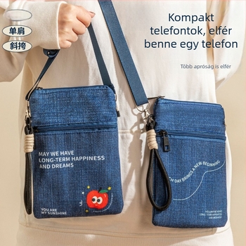 Keresztpántos denim dokumentumtároló utazáshoz – útlevél, jegyek, személyi igazolvány, kártyák és telefon