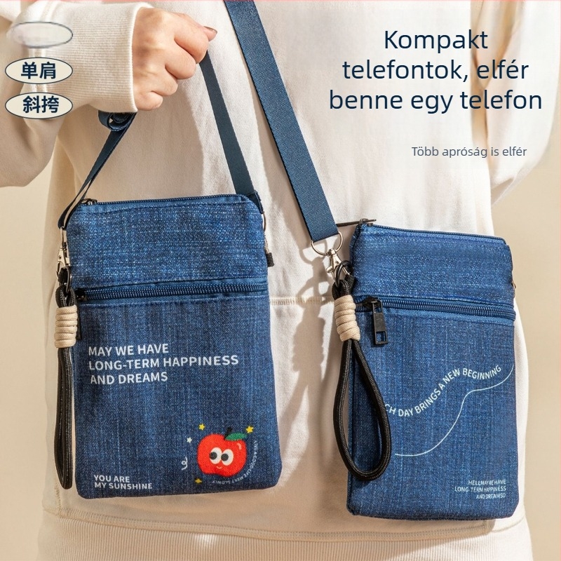 Keresztpántos denim dokumentumtároló utazáshoz – útlevél, jegyek, személyi igazolvány, kártyák és telefon