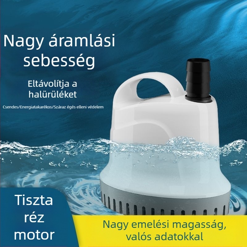 Akvarisztikai keringető szivattyú, három az egyben, merülő, rendkívül csendes, háztartási használatra, mini alsó szívóval