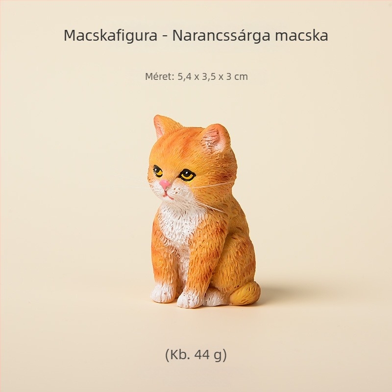 Narancsos cirmos macska mini díszfigura rezinból, íróasztalhoz és autóba