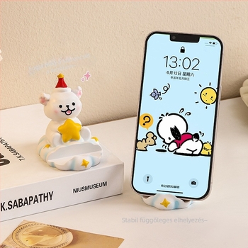 Cuki kiskutya telefon-tartó íróasztalhoz — gyanta dekoráció