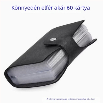Koreai stílusú kártyatartó, uniszex, több kártyatartó rekesz, minimalistikus kialakítás, nagy kapacitás, 60 kártyahely, demagnetizáció elleni védelem