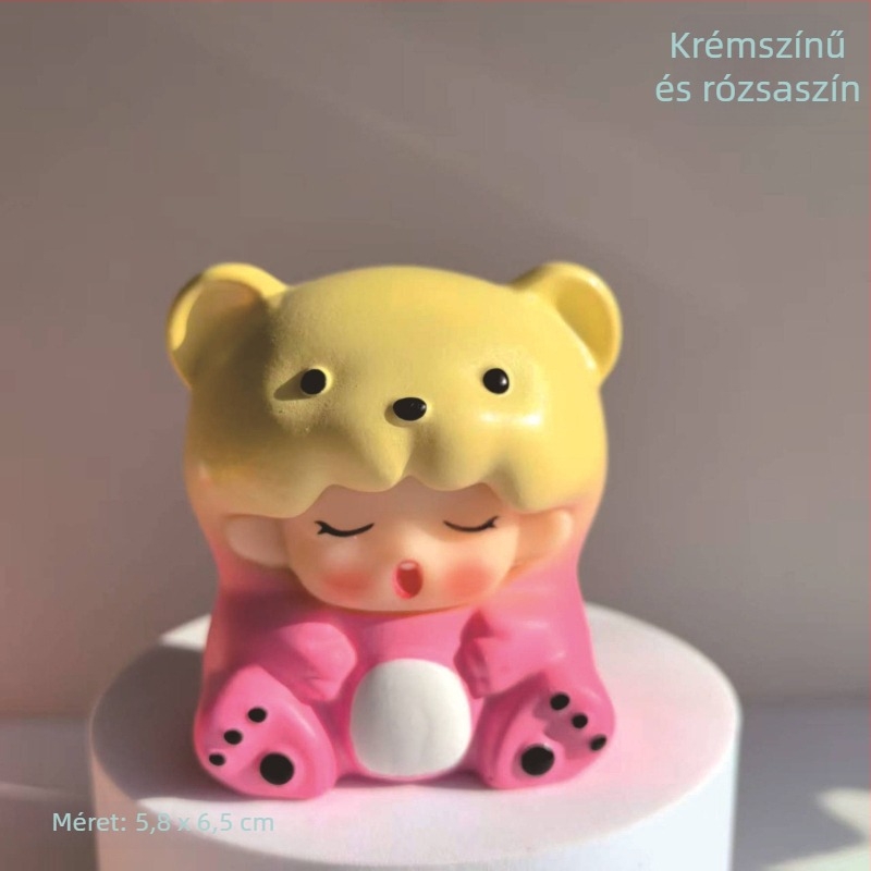 Gyantából készült Yunmeng medve asztali dísz, dopamin-alapú trend, meglepetésdoboz, aranyos rajzfilmfigura