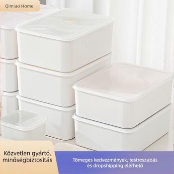 Háztartási hűtő- és fagyasztó tároló doboz, gyümölcs- és zöldség rendező fedéllel, porálló kivitel