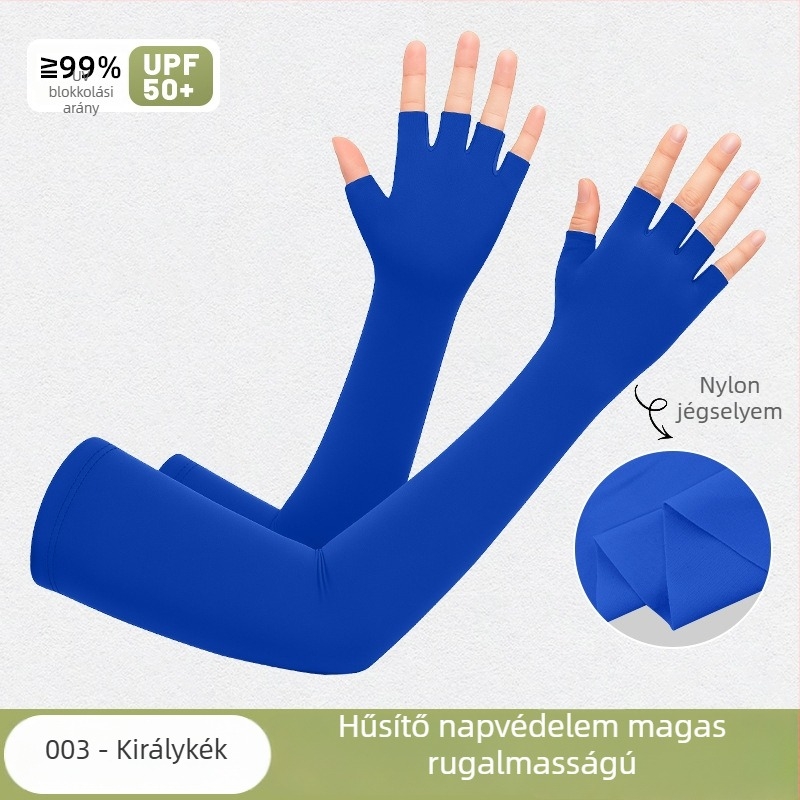 Kerékpározáshoz használható napvédő karvédő integrált ujjvédőkkel és nyitott ujjakkal; nejlon alkarvédő; hosszú, vékony dizájn