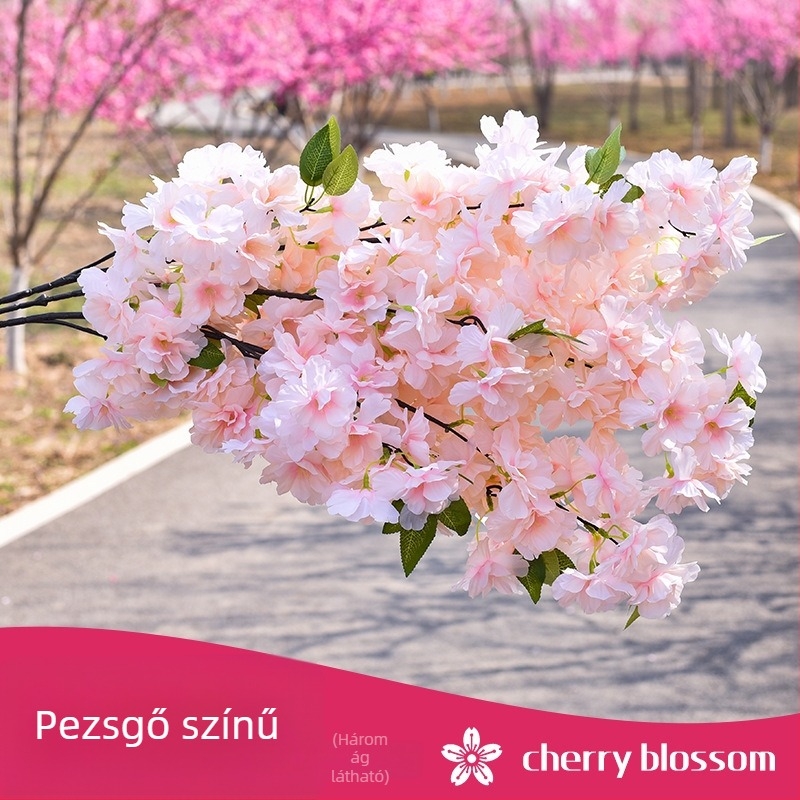 Sűrű selyemvirágú cseresznyefaágak – beltéri mennyezeti esküvői dekorációhoz