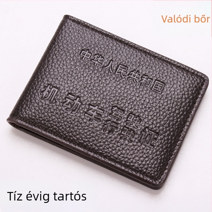 Valódi bőr jogosítvány-tartó – kettős funkció, kártyatartó és jegyzetfüzet, nagy kapacitású dokumentumtároló