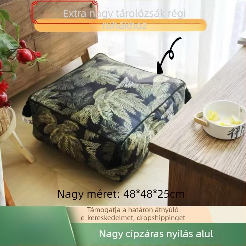 Textil tároló puff négyzet alakú, 42×42×33 cm, 35 L, levehető fedéllel, többfunkciós