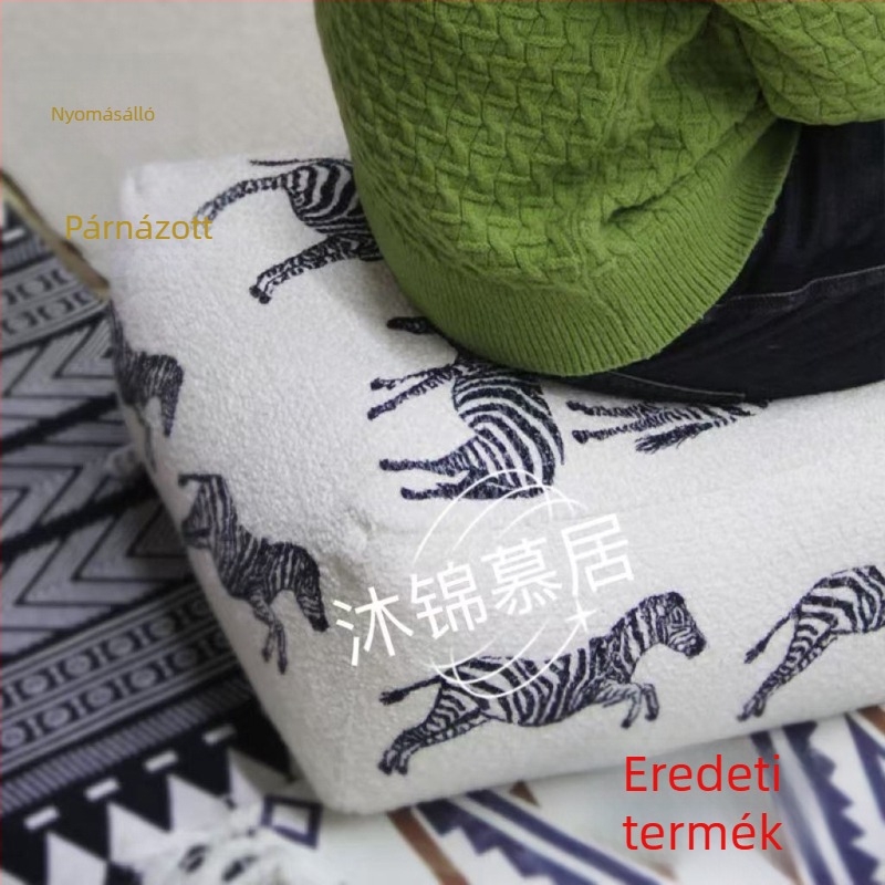 Textil tároló puff négyzet alakú, 42×42×33 cm, 35 L, levehető fedéllel, többfunkciós