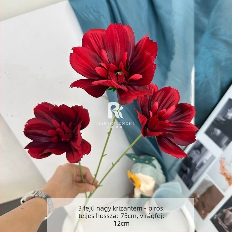 3 fejű Gerbera művirágok esküvői termekhez, vidéki stílusú otthoni dekoráció