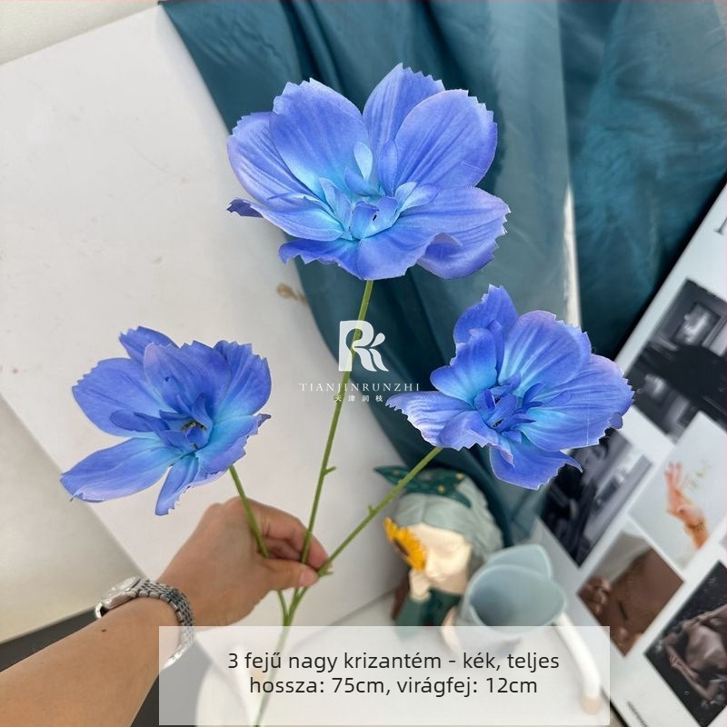 3 fejű Gerbera művirágok esküvői termekhez, vidéki stílusú otthoni dekoráció