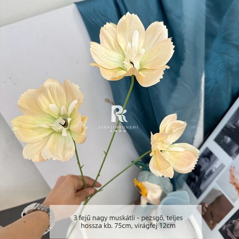 3 fejű Gerbera művirágok esküvői termekhez, vidéki stílusú otthoni dekoráció