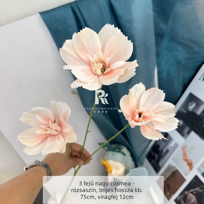 3 fejű Gerbera művirágok esküvői termekhez, vidéki stílusú otthoni dekoráció