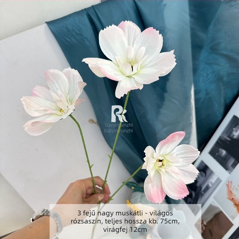 3 fejű Gerbera művirágok esküvői termekhez, vidéki stílusú otthoni dekoráció