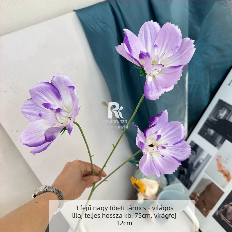 3 fejű Gerbera művirágok esküvői termekhez, vidéki stílusú otthoni dekoráció