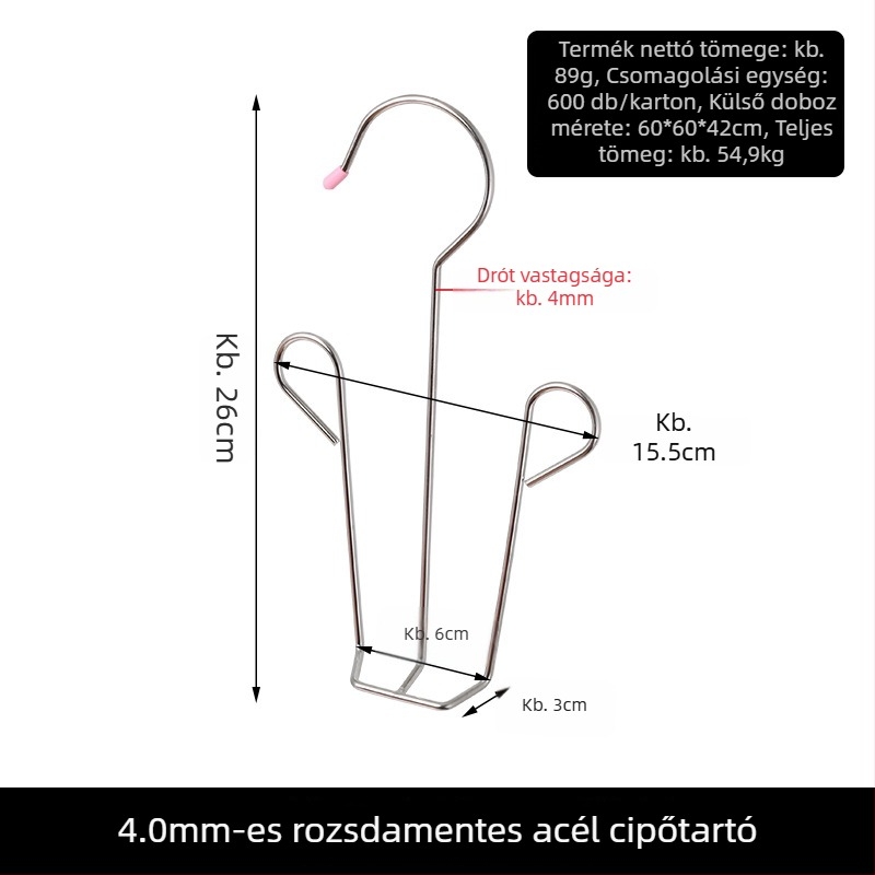Rozsdamentes acélból készült cipőakasztó balkonra, szélálló és multifunkcionális szárítórács