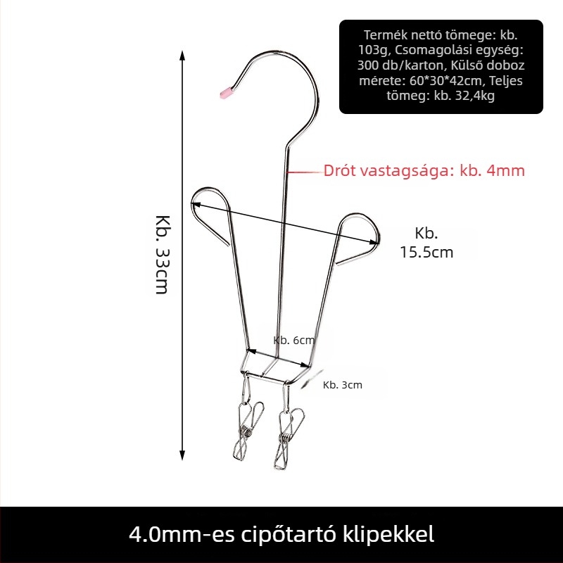 Rozsdamentes acélból készült cipőakasztó balkonra, szélálló és multifunkcionális szárítórács