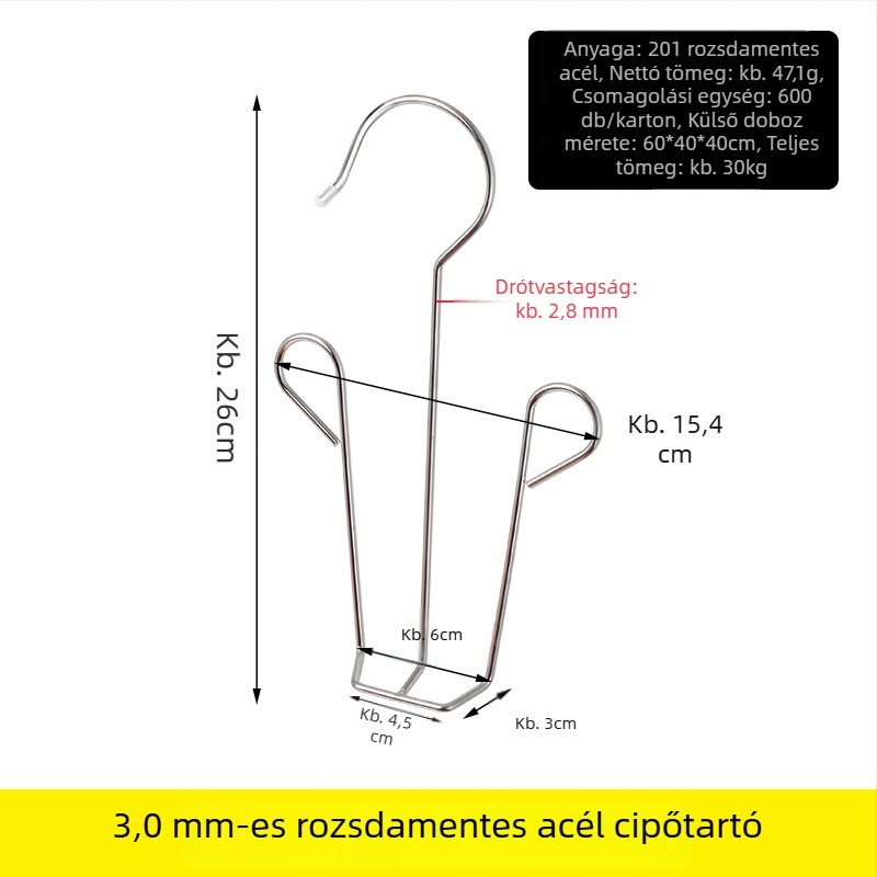Rozsdamentes acélból készült cipőakasztó balkonra, szélálló és multifunkcionális szárítórács