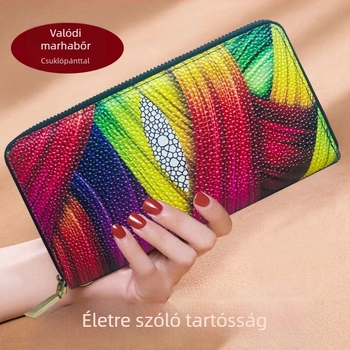 Női hosszú bőrtárca – kézitáska nagy kapacitással, több kártyatartó rekesz, telefontartó zseb, retro relief mintázat