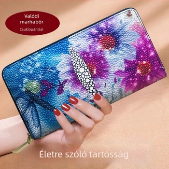 Női hosszú bőrtárca – kézitáska nagy kapacitással, több kártyatartó rekesz, telefontartó zseb, retro relief mintázat