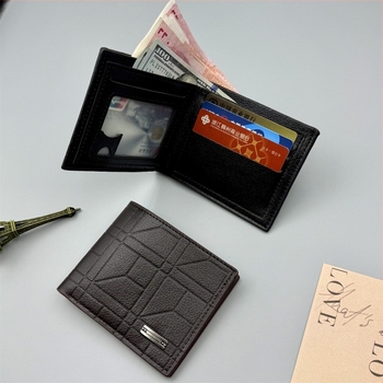 Férfi pénztárca koreai stílusban, minimalist design, nagy kapacitás, PU bőr Lychee textúrával, méret 11,5 × 9,5 × 1,5 cm