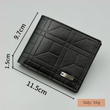 Férfi pénztárca koreai stílusban, minimalist design, nagy kapacitás, PU bőr Lychee textúrával, méret 11,5 × 9,5 × 1,5 cm