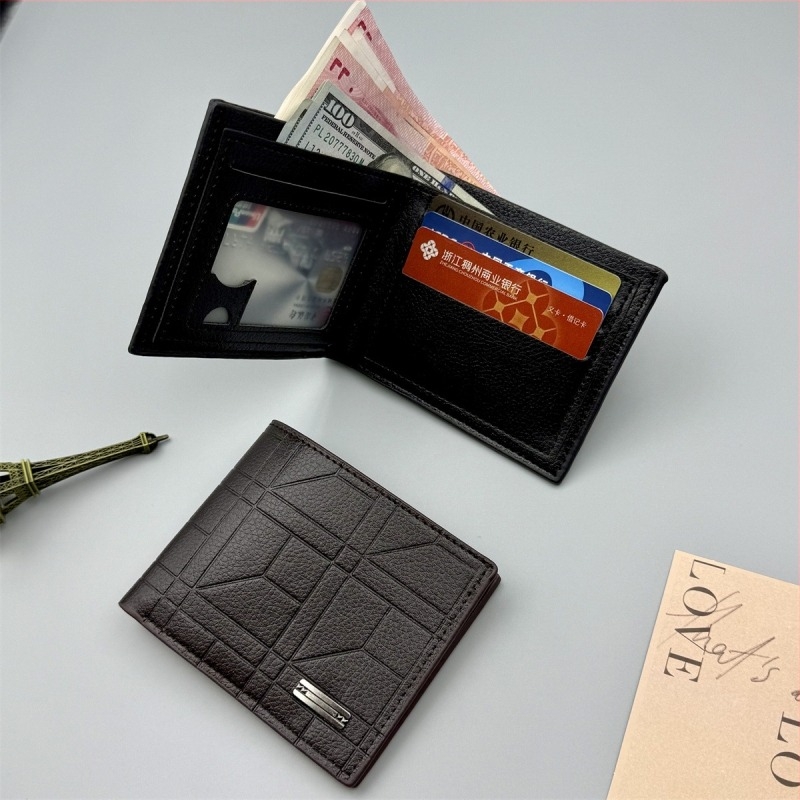 Férfi pénztárca koreai stílusban, minimalist design, nagy kapacitás, PU bőr Lychee textúrával, méret 11,5 × 9,5 × 1,5 cm