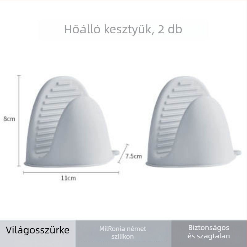 Vastagított szilikon hőálló sütőkesztyű sütéshez és mikrohullámú sütőhöz, szilikon rögzítő klipek a fogantyúkhoz, konyhai edények fogantyújához való eszköz