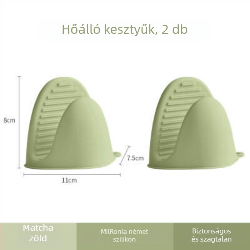 Vastagított szilikon hőálló sütőkesztyű sütéshez és mikrohullámú sütőhöz, szilikon rögzítő klipek a fogantyúkhoz, konyhai edények fogantyújához való eszköz