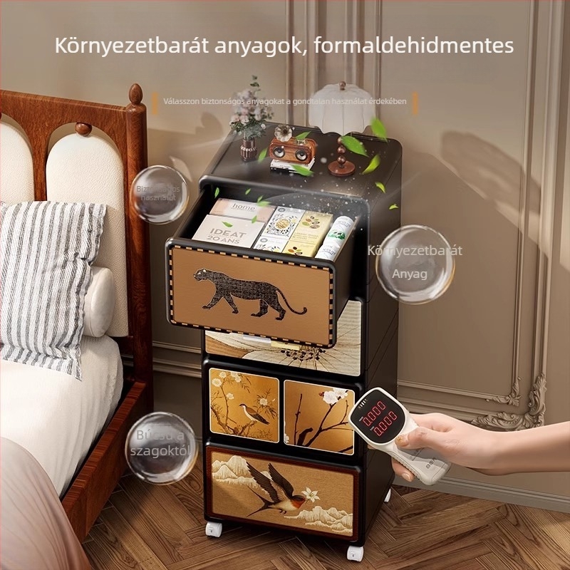 Vintage stílusú nappali tároló, nasik és játékok tárolására, nagy kapacitású hálószobai éjjeli szekrény