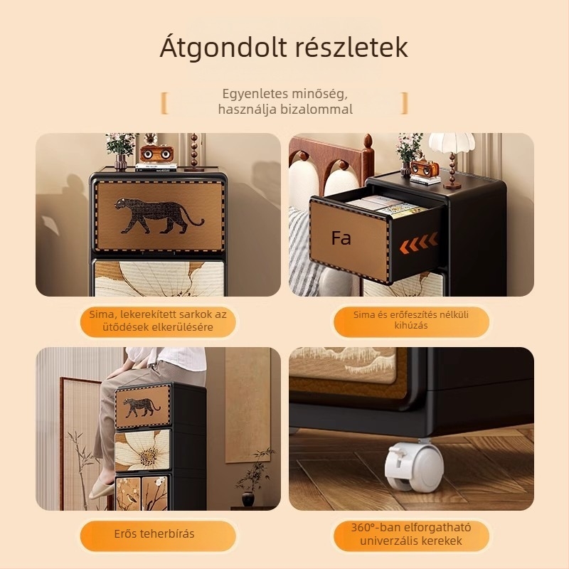 Vintage stílusú nappali tároló, nasik és játékok tárolására, nagy kapacitású hálószobai éjjeli szekrény