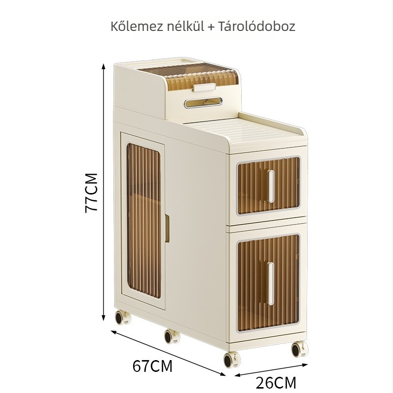 Kerekekkel felszerelt, multifunkcionális háztartási tároló szekrény nappaliba, hálószobába és irodába