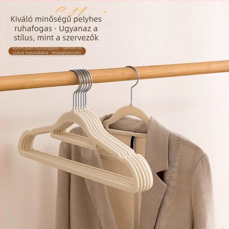 Flokkolt ruhafogas otthoni használatra, vastagított kivitel, csúszásmentes, gyerekeknek, ruhatár tárolására