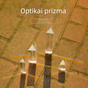 Átlátszó üvegből készült háromszögprizma fizikai kísérletekhez, fény- és szivárvány refrakció bemutatására — optikai oktatási segédeszköz