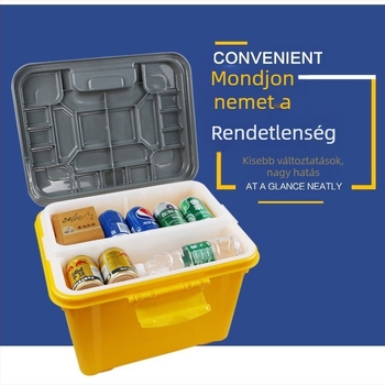 30 literes autós tároló doboz, csomagtartó rendező, polipropilén, méretei 61×37×33 cm, többfunkciós, por- és nedvességálló, szerelés nélkül