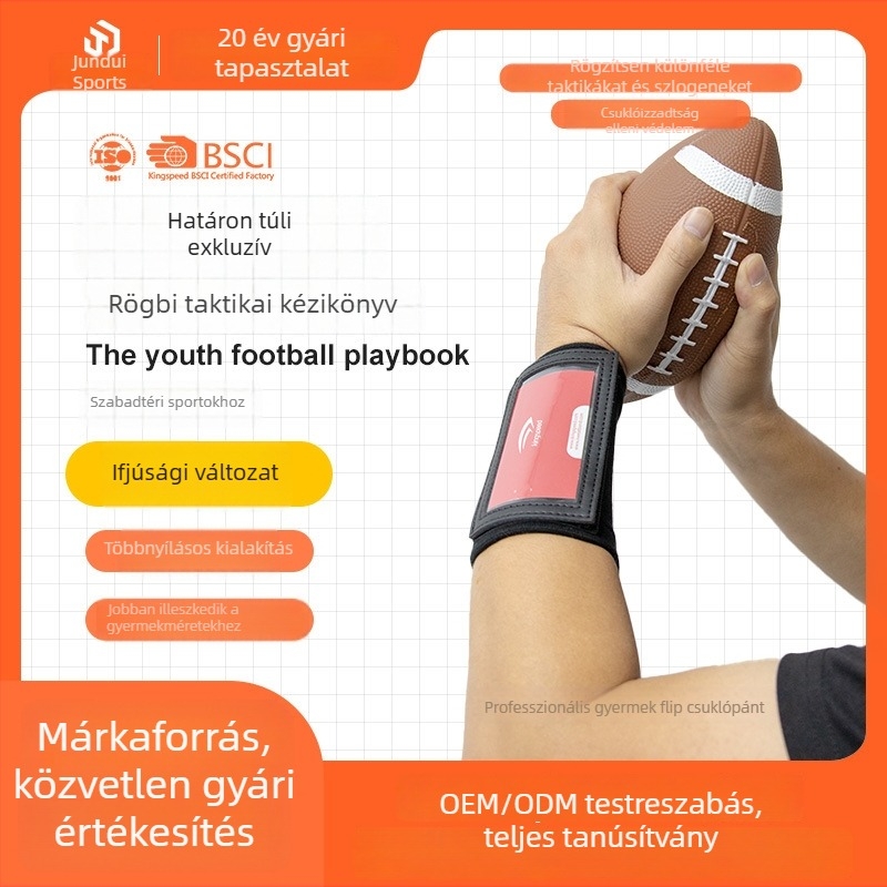 PVC csuklóvédő rugbyhez gyerekeknek, taktikai dizájn, nyitható kialakítás