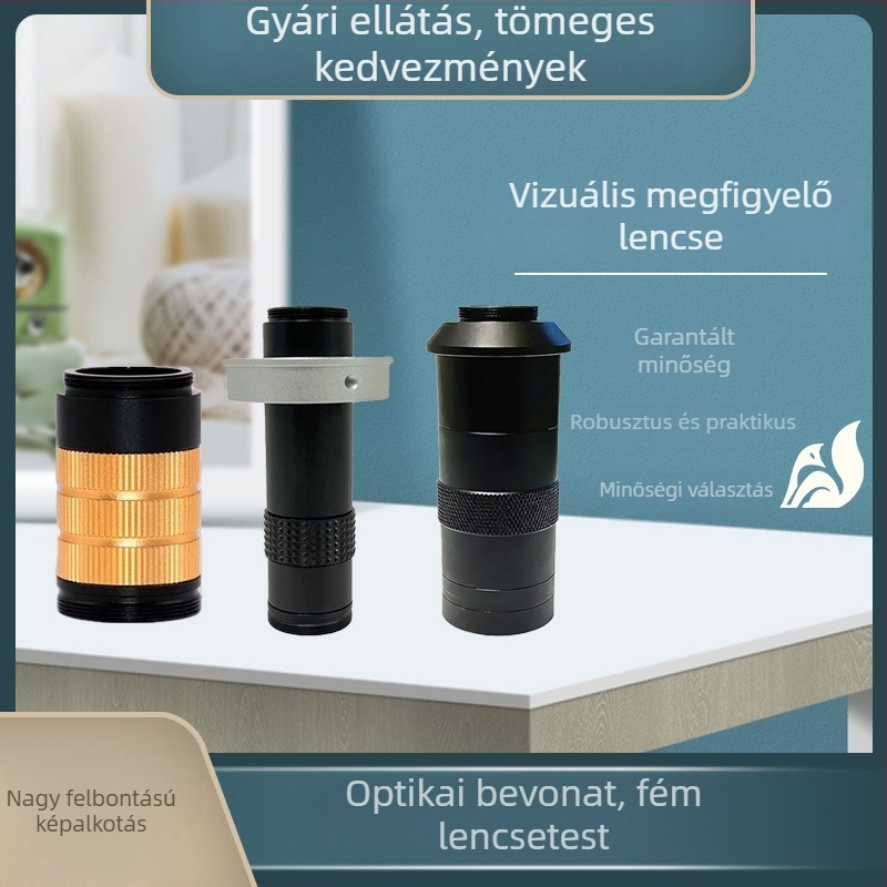 Vizuális megfigyelésre szolgáló nagyító lencse, magas felbontású mikroszkópos zoom lencse, 100x nagyítás, 300 mm-es munkatávolság